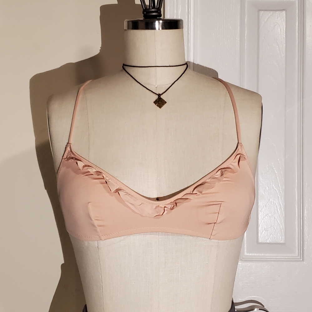 J.Crew Playa Maui Ruffle Bikini Top Pink